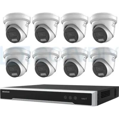 Hikvision Kits 4/6/8x4MP ColorVu Strobe Light and Audible Warning Turret Camera(DS-2CD2347G2-*) + 1x4CH NVR (DS7608NI-M2/8P)
